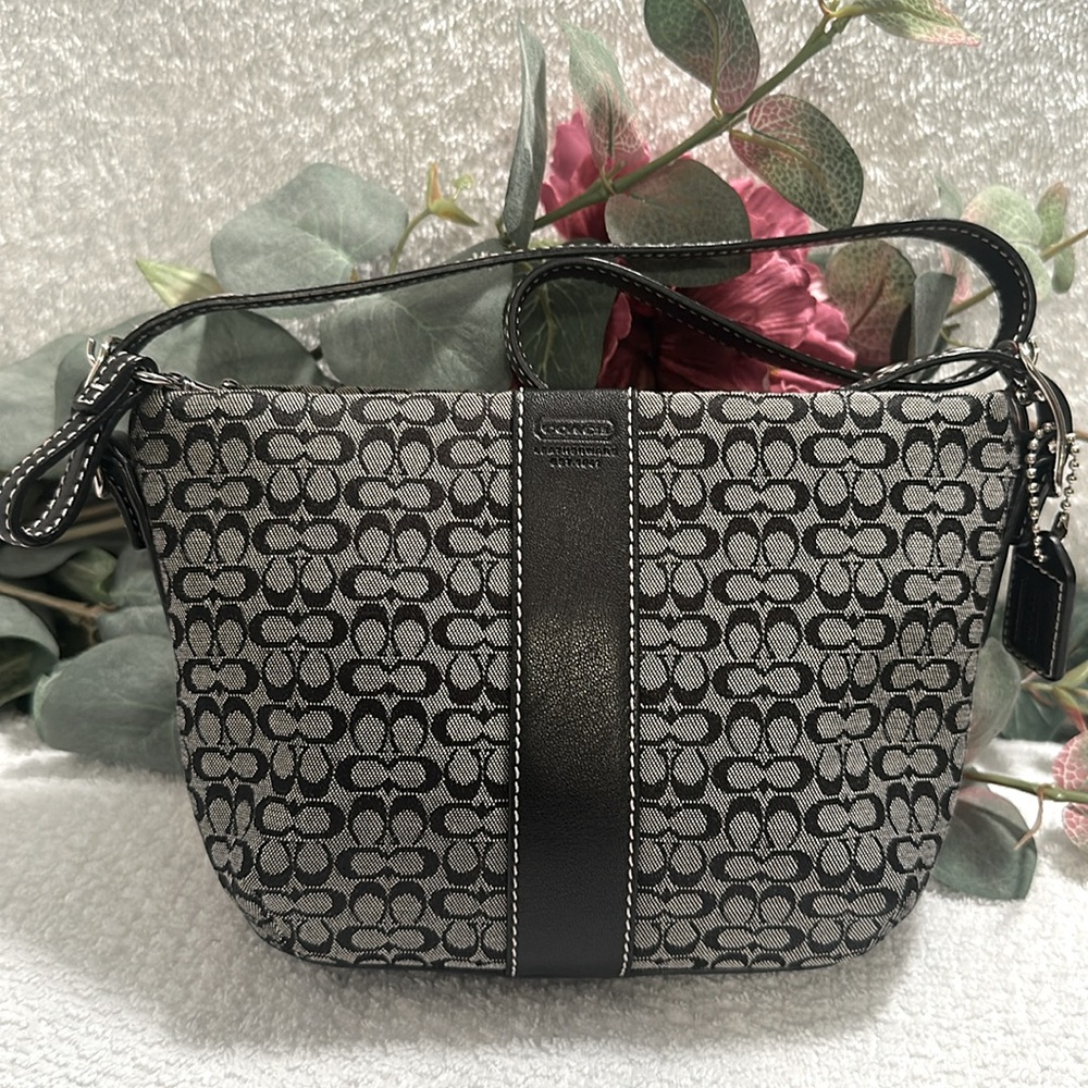 Coach mini Black and Gray Monogram Shoulder Bag